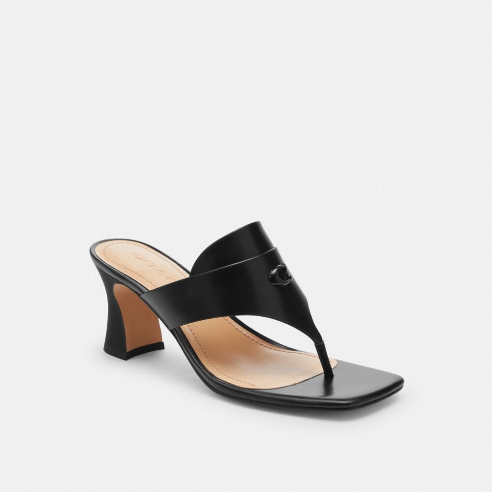 COACH®,BREE SANDAL,Leather,Black,Front View