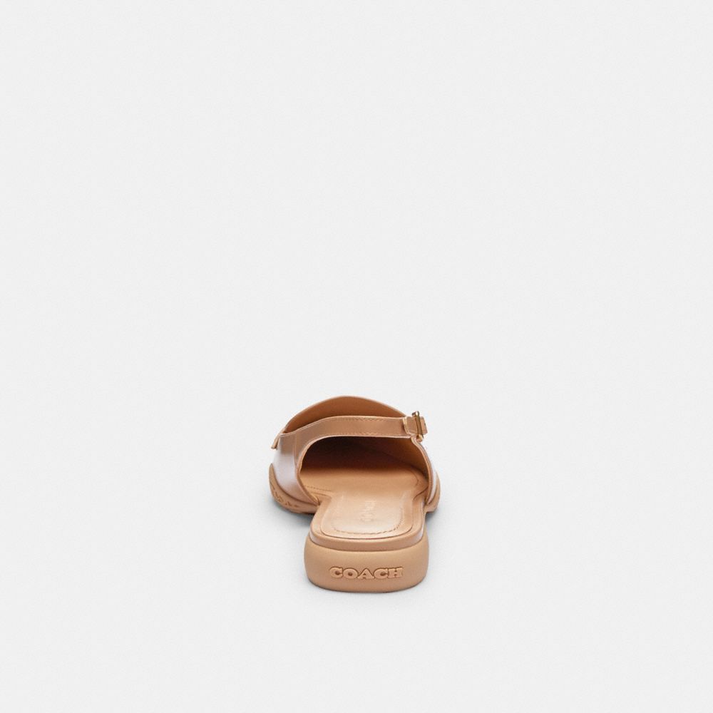 COACH®,Carrie Skimmer,Leather,Lining Leather,Rubber,Smoking Flat,Logo,Metal,Penny Loafer,Traction,Work,Beige,Alternate View