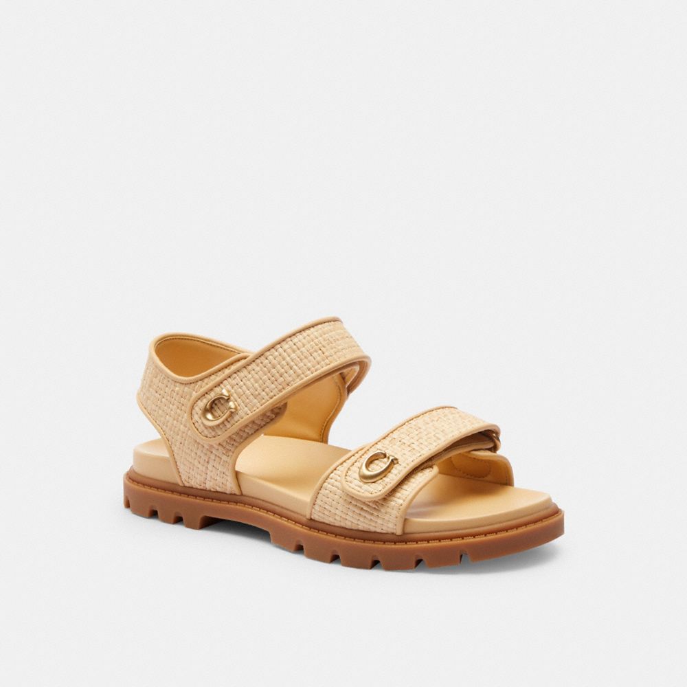 COACH®,BRYNN SANDAL,Straw,Natural,Front View