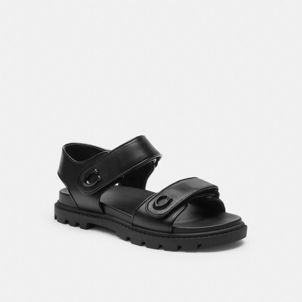 COACH®,BRYNN SANDAL,Black,Front View