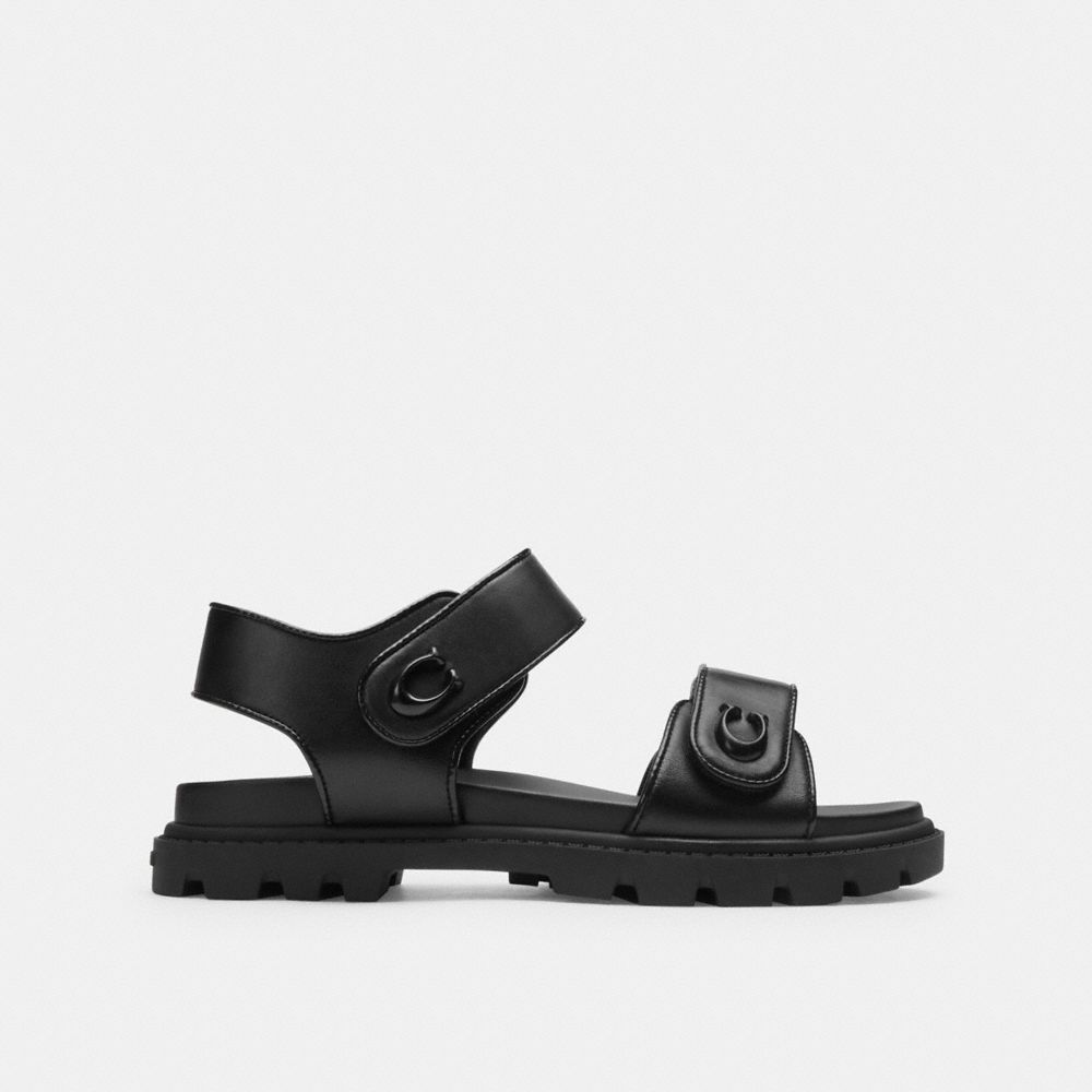 COACH®,BRYNN SANDAL,Black,Angle View