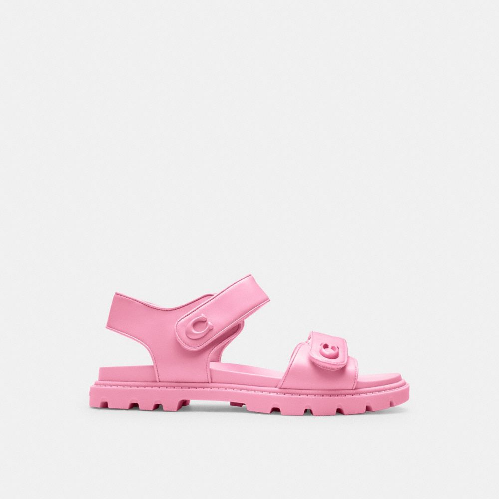 COACH®,BRYNN SANDAL,Vivid Pink,Angle View