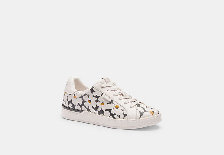 COACH®,LOWLINE LOW TOP SNEAKER WITH FLORAL PRINT,Chalk Multi,Front View
