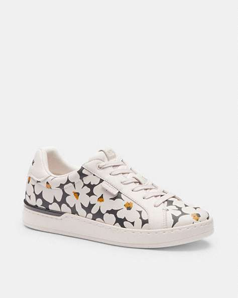 COACH®,LOWLINE LOW TOP SNEAKER WITH FLORAL PRINT,Chalk Multi,Front View