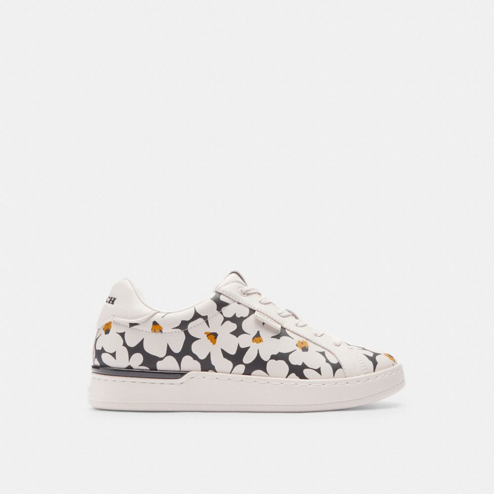 COACH®,LOWLINE LOW TOP SNEAKER WITH FLORAL PRINT,Chalk Multi,Angle View