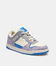 COACH®,C201 LOW TOP SNEAKER IN SIGNATURE CANVAS,Chalk/Soft Purple,Front View