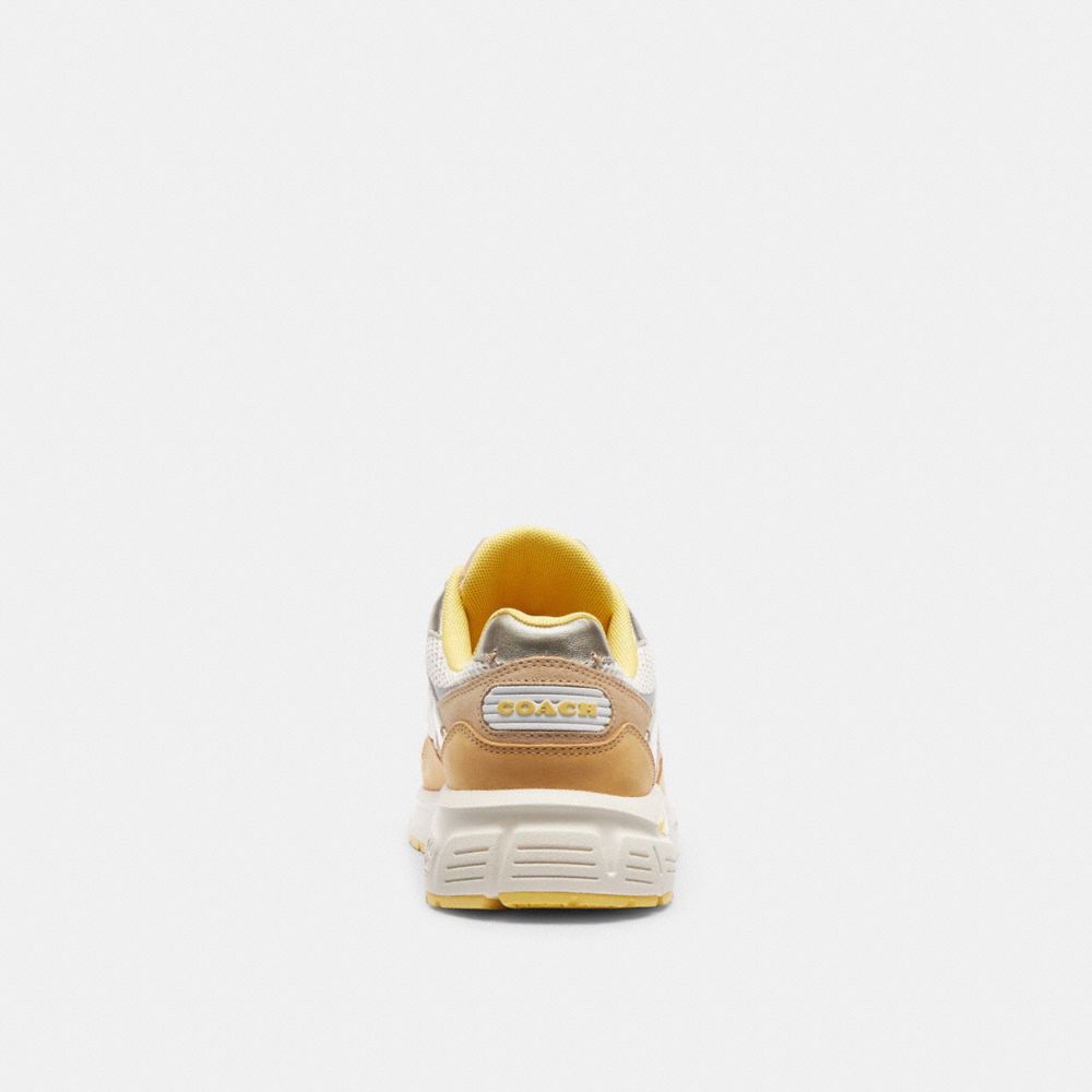 COACH®,CHAUSSURES DE SPORT C301,Cuir métallisé,Hêtre/Taupe,Alternate View