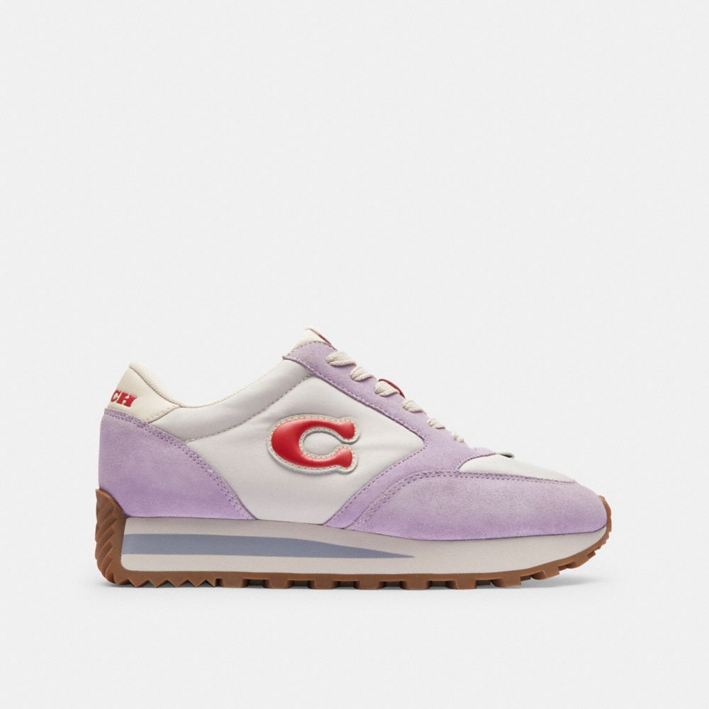 COACH®,RUNNER SNEAKER,Soft Purple/Multi,Angle View