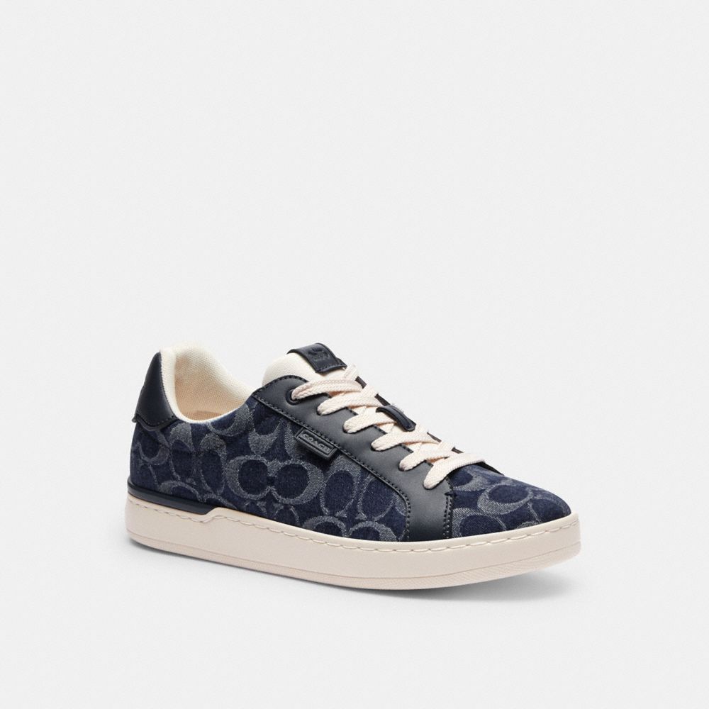 COACH®,LOWLINE LOW TOP SNEAKER IN SIGNATURE DENIM,Denim,Blue Denim,Front View image number 0