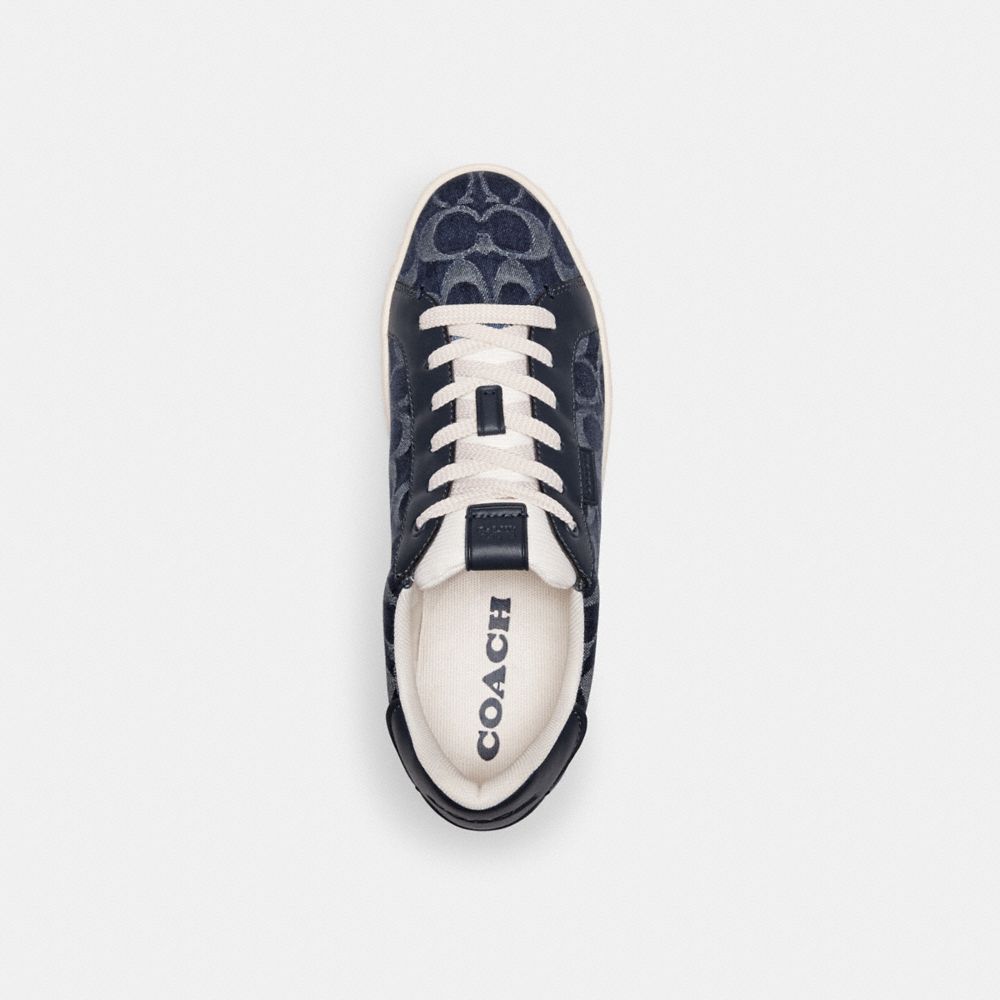 COACH®,LOWLINE LOW TOP SNEAKER IN SIGNATURE DENIM,Denim,Blue Denim,Inside View,Top View