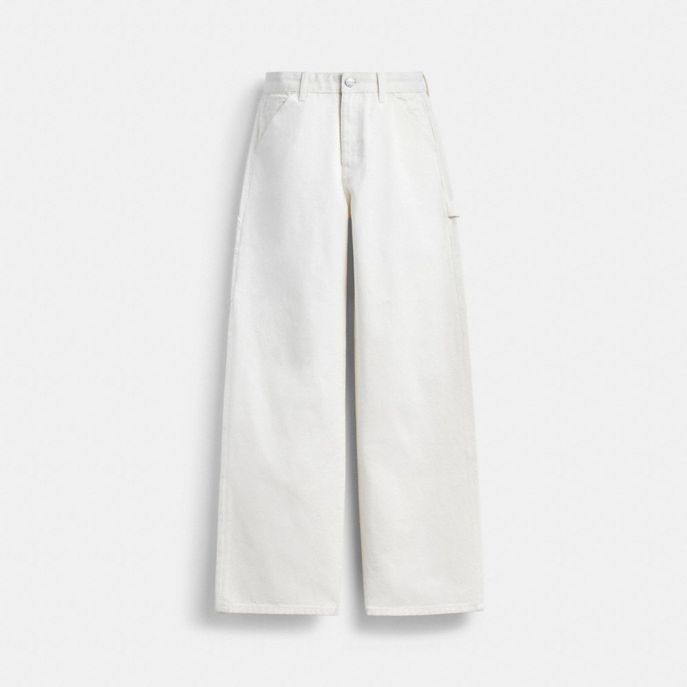 COACH®,PAINTER JEANS IN ORGANIC COTTON,Organic Cotton,White,Front View