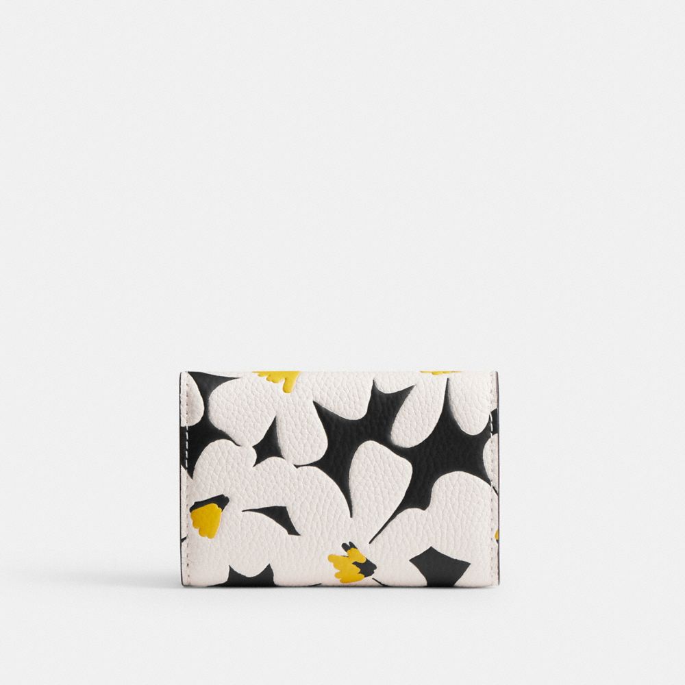 COACH®,ESSENTIAL MINI TRIFOLD WALLET WITH FLORAL PRINT,Brass/Chalk Multi,Back View