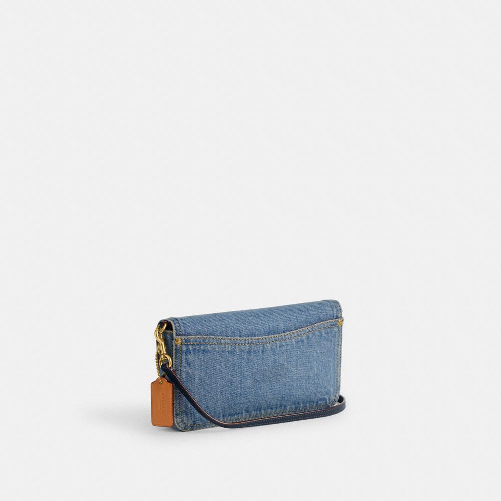 COACH®,HAYDEN CROSSBODY BAG,Denim,Mini,Brass/Indigo,Angle View