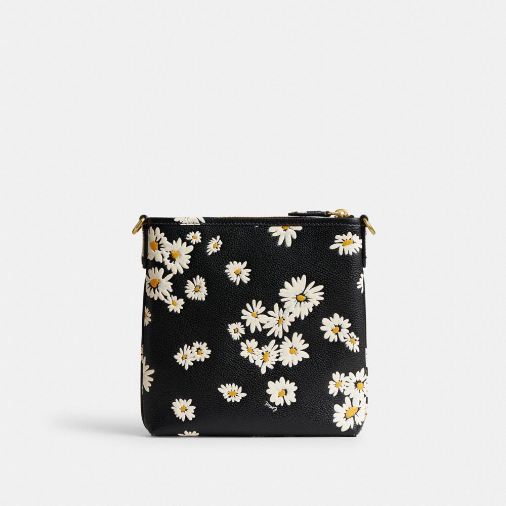 COACH®,KITT MESSENGER CROSSBODY BAG WITH FLORAL PRINT,Small,Brass/Black Multi,Back View