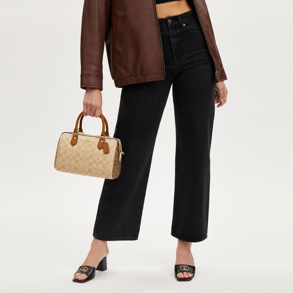 COACH®,SACOCHE ROWAN EN TOILE EXCLUSIVE COLOR BLOCK,Tissu en toile exclusif,Im/Kaki clair/Kaki multi,Detail View