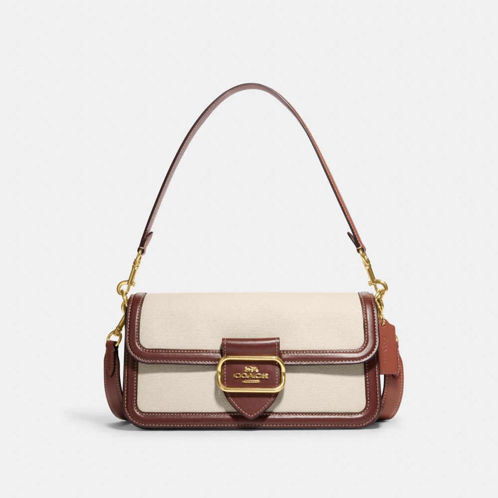 COACH®,MORGAN SHOULDER BAG,coton,Or/Naturel Multi,Front View