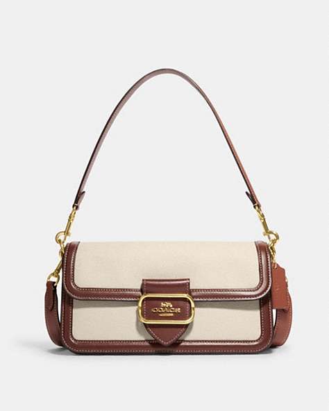COACH®,MORGAN SHOULDER BAG,cotton,Gold/Natural Multi,Front View
