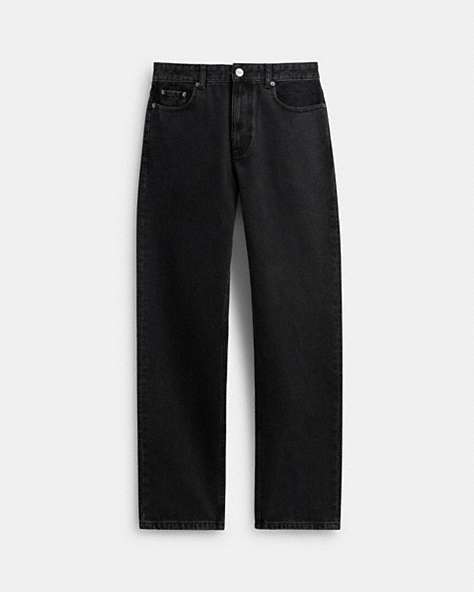 COACH®,BLACK TAPER JEANS IN ORGANIC COTTON,Black,Front View