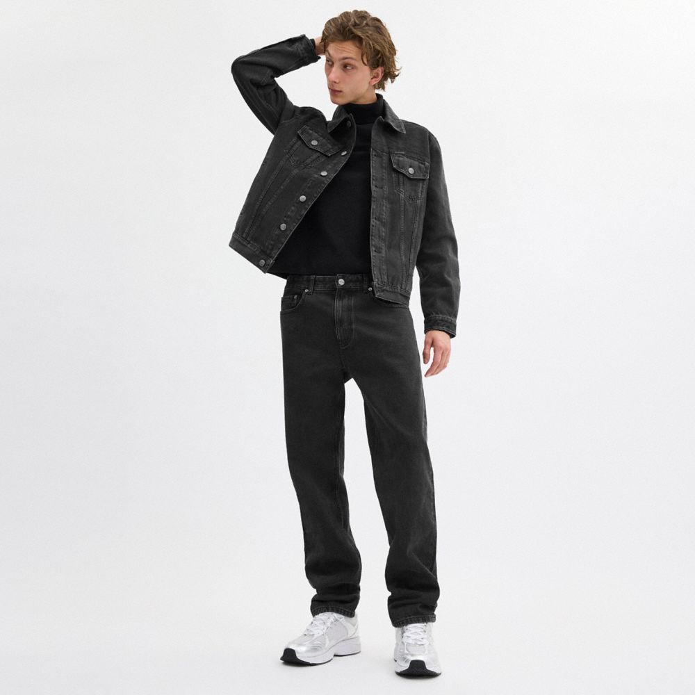 COACH®,BLACK TAPER JEANS IN ORGANIC COTTON,Black,Scale View