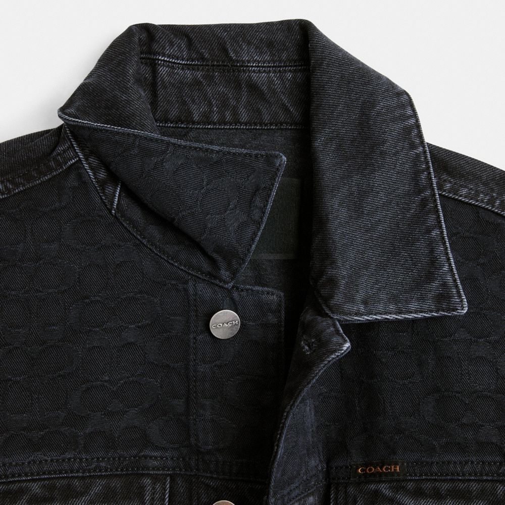 COACH®,VESTE EN DENIM NOIR EN COTON BIOLOGIQUE,Denim,Noir,Interior View