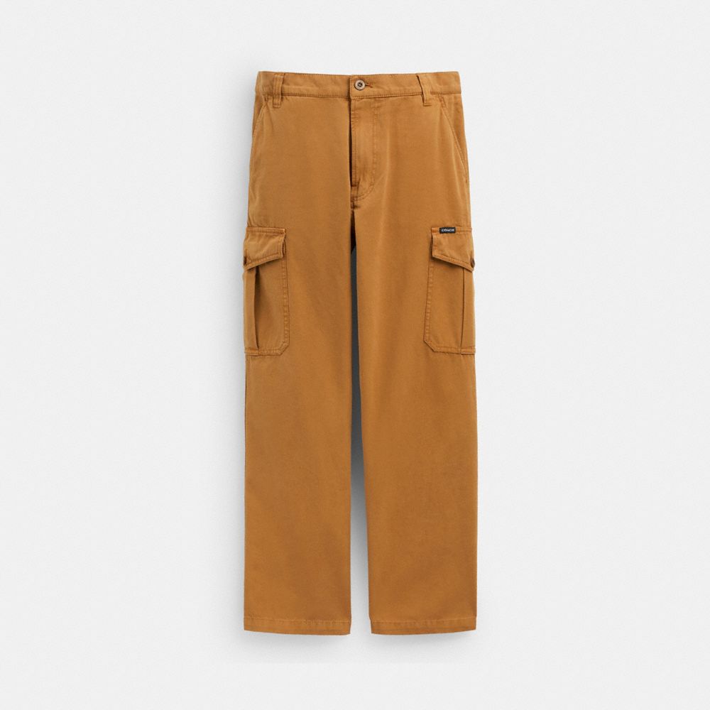 COACH®,REGENERATIVE COTTON PANTS,cotton,Saddle,Front View image number 0