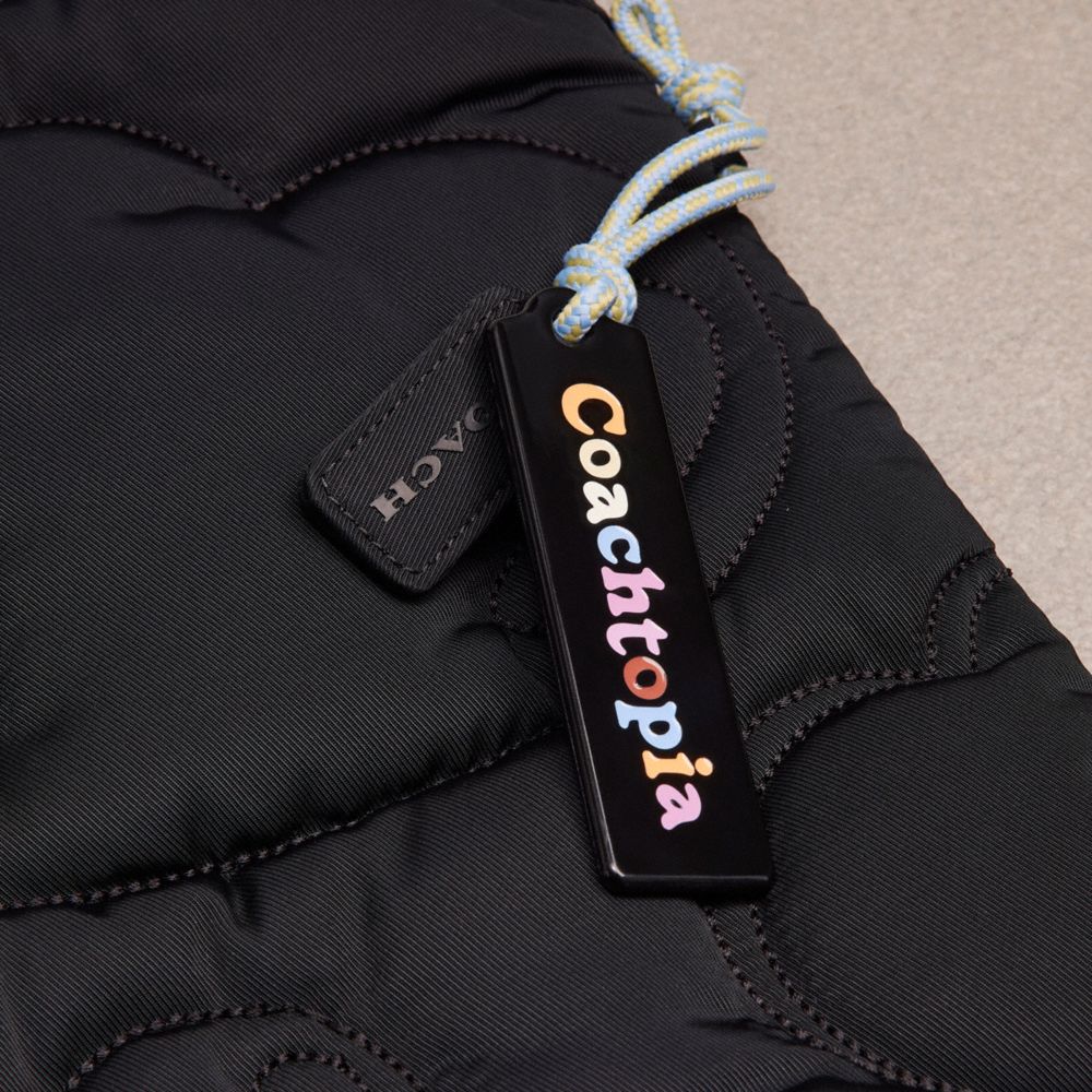 COACH®,Coachtopia Loop Quilted Heart Flat Tote,Lining Recycled Polyester,Recycled Polyester,Tote,Plastic,Applique,Tag Embe...,Black,Group View