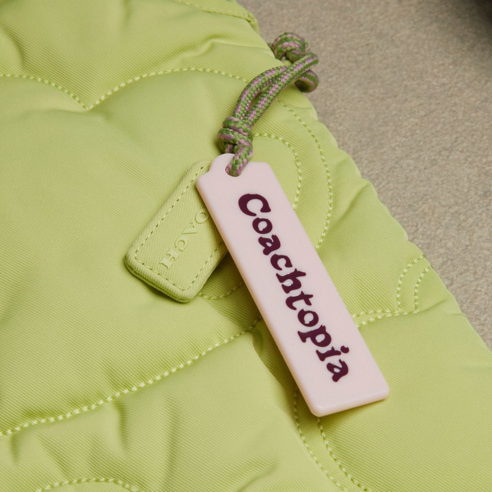 COACH®,Coachtopia Loop Quilted Heart Flat Tote,Polyester,Tote,Plastic,Applique,Casual,Green,Group View