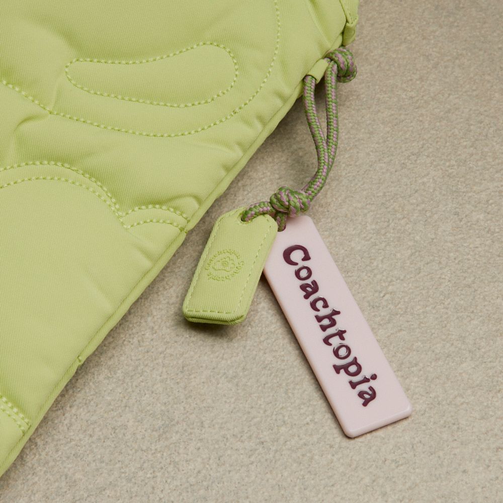 COACH®,Coachtopia Loop Quilted Heart Flat Tote,Polyester,Tote,Plastic,Applique,Casual,Green