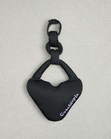 COACH®,Coachtopia Loop Puffy Bag Charm Pouch,Recycled Polyester,Coachtopia Loop,Black,Front View
