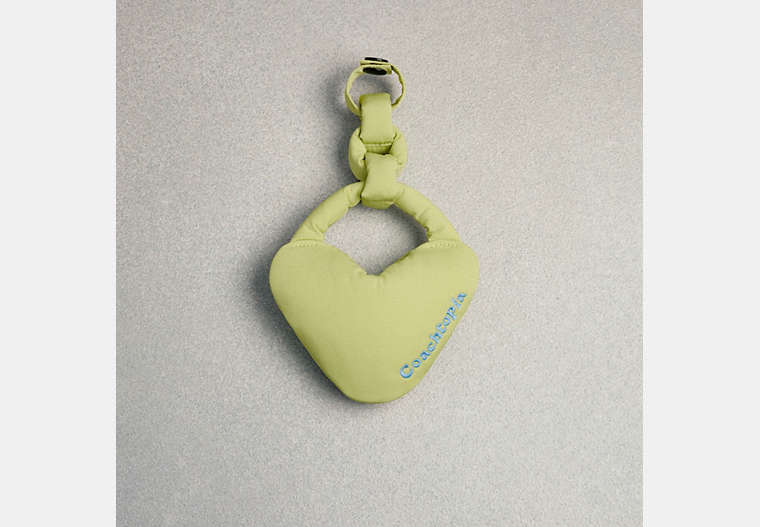 COACH®,Coachtopia Loop Puffy Heart Bag Charm,Pale Lime,Front View