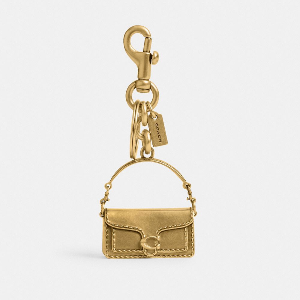 COACH®,Tabby Bag Charm,Bag Charm,Logo,Silver Metal,Casual,Metallic,Gold,Front View