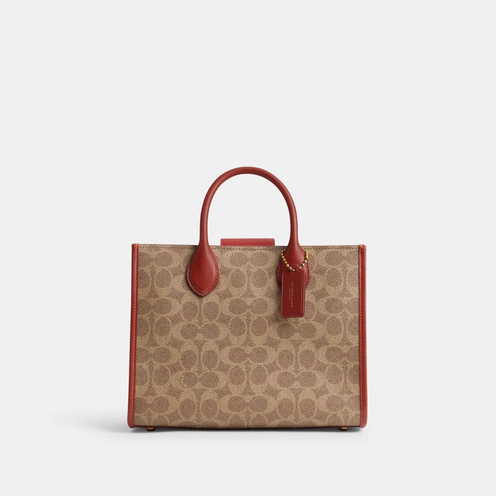 COACH®,ACE TOTE BAG 26 IN SIGNATURE CANVAS,Medium,Brass/Tan/Rust,Front View image number 0