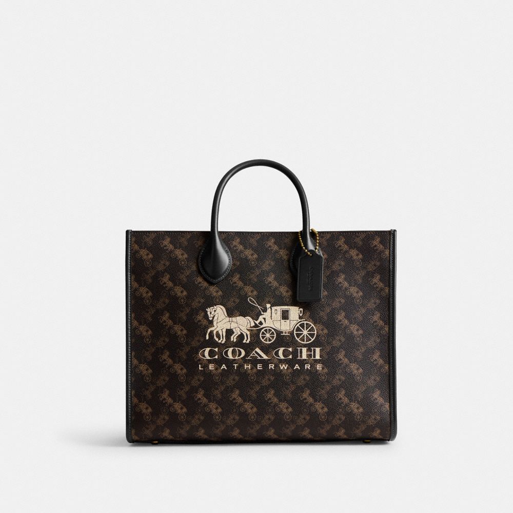 COACH®,Ace Tote Bag 35 With Horse And Carriage Print,,Front View