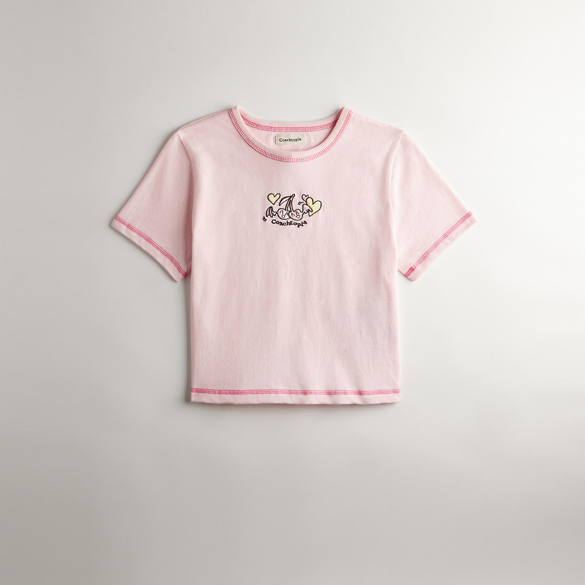 Shop Coach Cropped Tee: Flying Cherries, Size: Medium In Pink