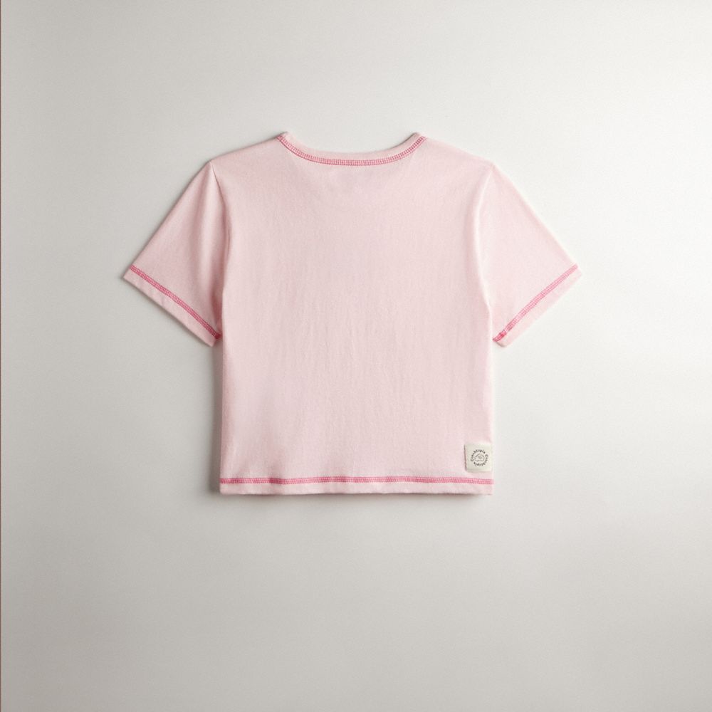 COACH®,Cropped Tee: Flying Cherries,cotton,Cherry Print,Light Pink Multi,Back View