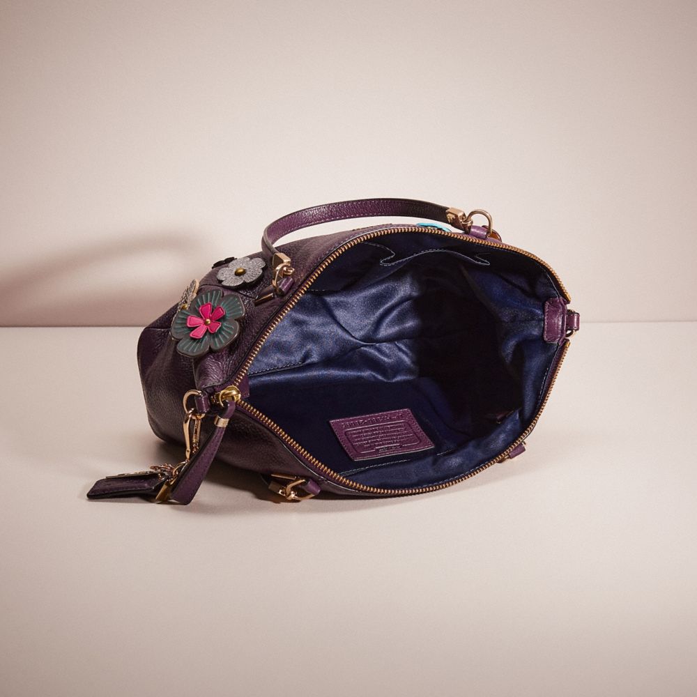 COACH®,UPCRAFTED MADISON SMALL KELSEY SATCHEL,Gold/Black Violet,Inside View,Top View