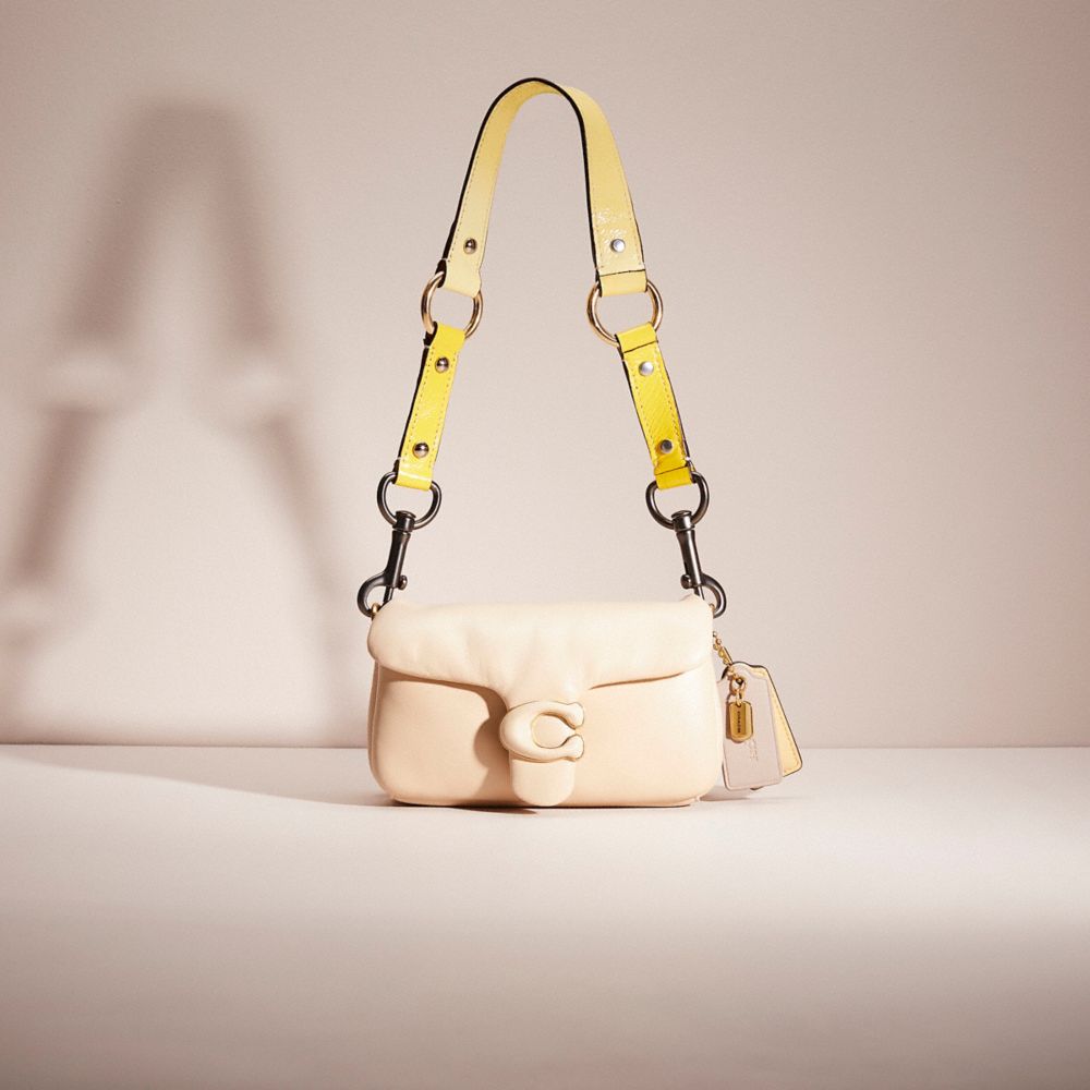 COACH®,UPCRAFTED PILLOW TABBY SHOULDER BAG 18,Nappa leather,Mini,Hello Summer,Brass/Vanilla,Front View