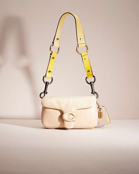 COACH®,UPCRAFTED PILLOW TABBY SHOULDER BAG 18,Nappa leather,Mini,Hello Summer,Brass/Vanilla,Front View