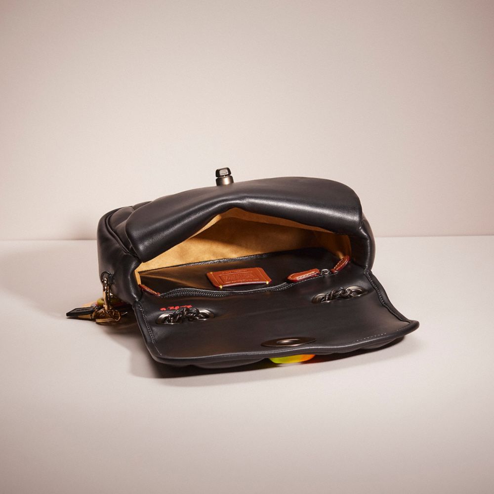 COACH®,Upcrafted Pillow Madison Shoulder Bag With Quilting,Leather,Shoulder Bag,Metal,Logo,Day Party,Black,Inside View,Top View