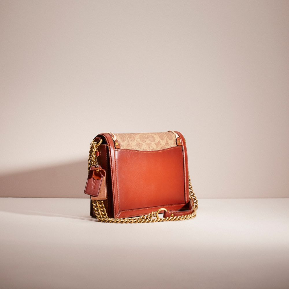 COACH®,UPCRAFTED HUTTON SHOULDER BAG IN SIGNATURE CANVAS,Signature Coated Canvas,Small,Brass/Tan/Rust,Angle View