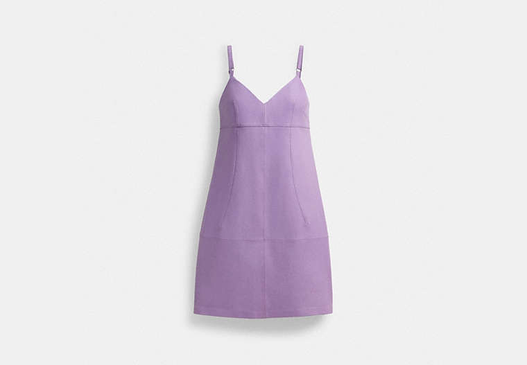 COACH®,SHORT LEATHER DRESS,The Leather Shop,Purple,Front View image number 0