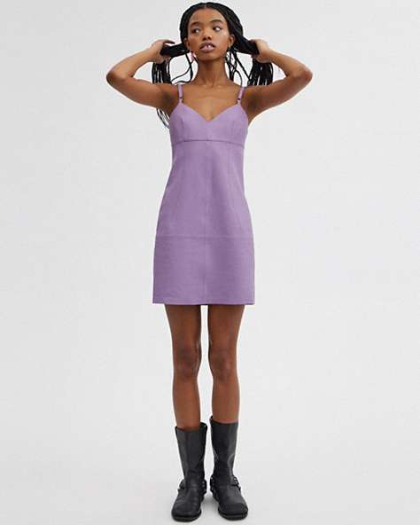 COACH®,SHORT LEATHER DRESS,The Leather Shop,Purple,Scale View