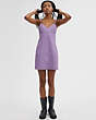 COACH®,SHORT LEATHER DRESS,Purple,Scale View