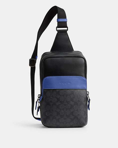 COACH®,GOTHAM PACK IN SIGNATURE CANVAS,Charcoal/Blueberry,Front View
