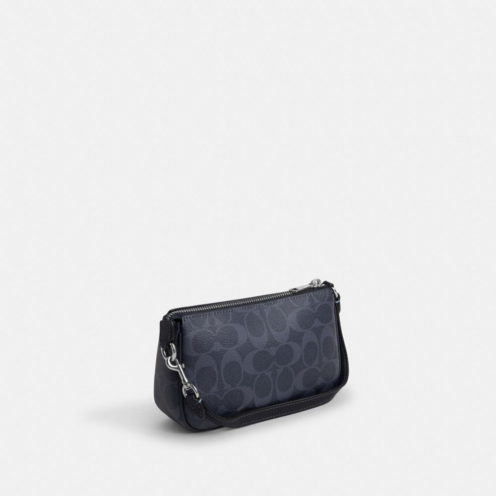 COACH®,Nolita 19 In Signature Canvas,Canvas,Wristlet,Shoulder Bag,Logo,Gold Metal,Casual,Navy,Angle View