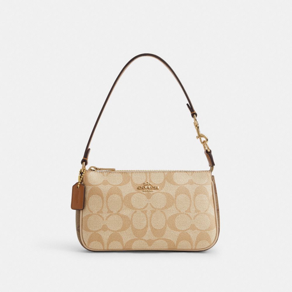 COACH®,NOLITA 19 IN BLOCKED SIGNATURE CANVAS,Signature Canvas,Mini,Gold/Light Khaki/Ivory Multi,Front View