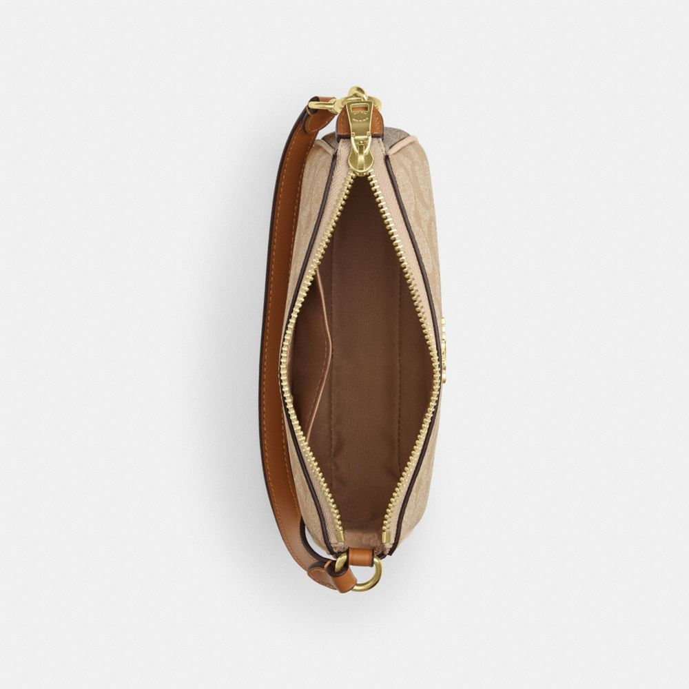 COACH®,Nolita 19 In Blocked Signature Canvas,Canvas,Shoulder Bag,Piping,Logo,Gold Metal,Casual,Beige,Inside View,Top View