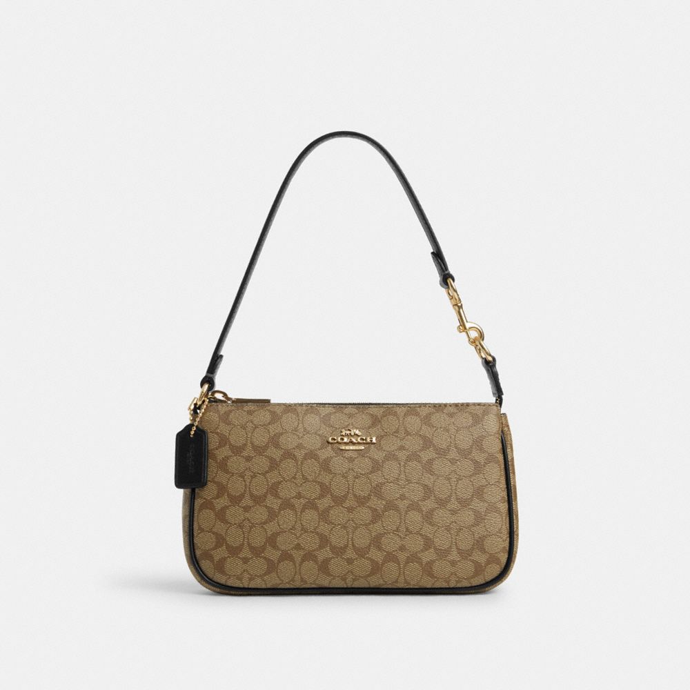 COACH®,NOLITA 19 IN COLORBLOCK SIGNATURE CANVAS,Signature Canvas,Gold/Khaki/Black,Front View