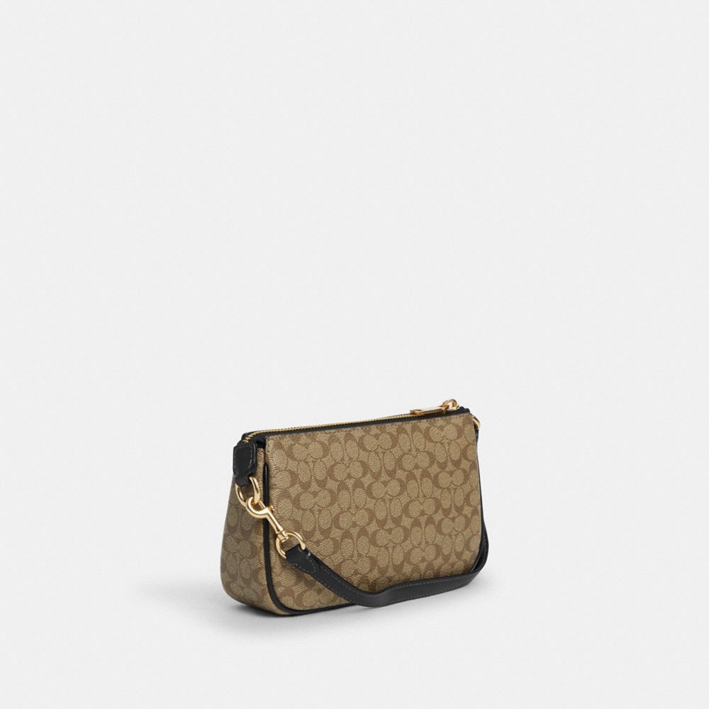 COACH®,NOLITA 19 IN COLORBLOCK SIGNATURE CANVAS,Signature Canvas,Mini,Gold/Khaki/Black,Angle View