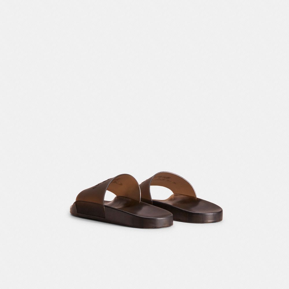 COACH®,Restored Clear Pool Slide,Rubber,Slides,Waterproof,Pool,Brown,Back View